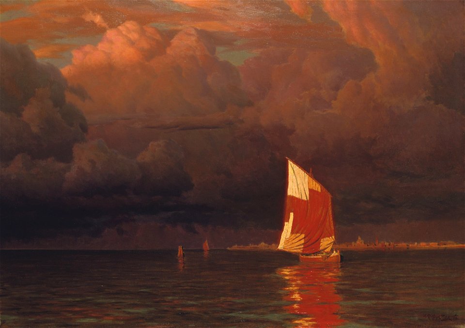 Ivan Fedorovich Choultsé, Sailing boat at sunset on the gulf of Finland
