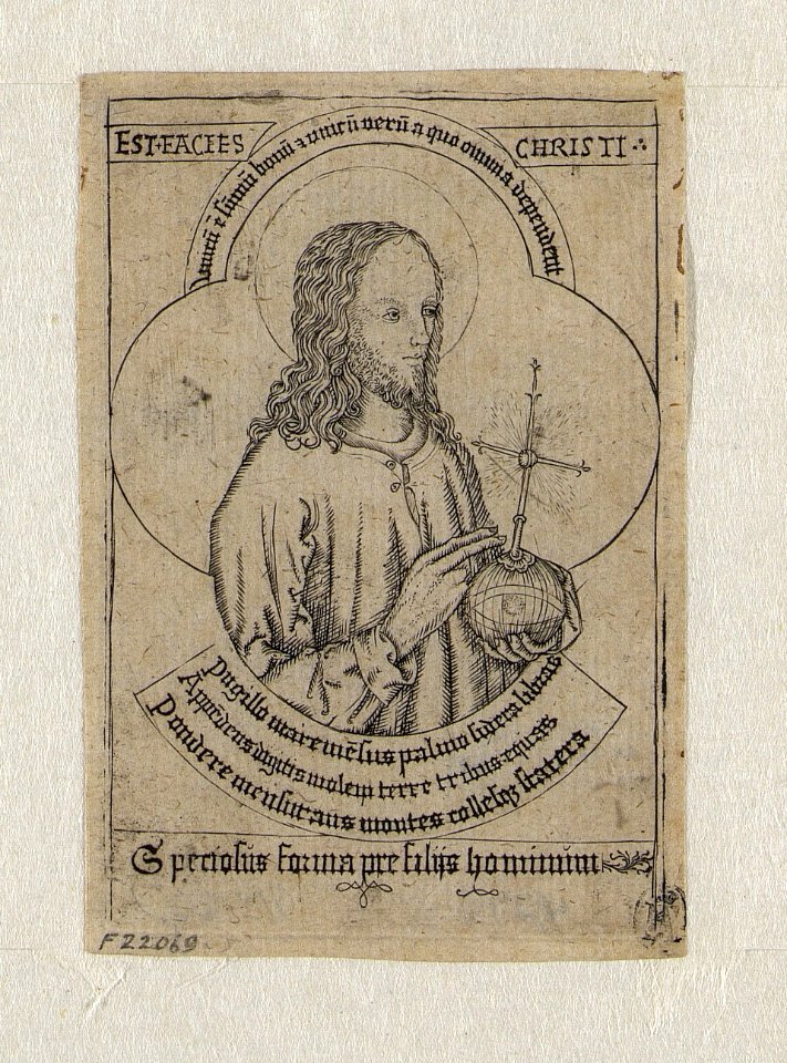 Christ as Saviour print by Master S., F 22069, Prints Department, Royal Library of Belgium