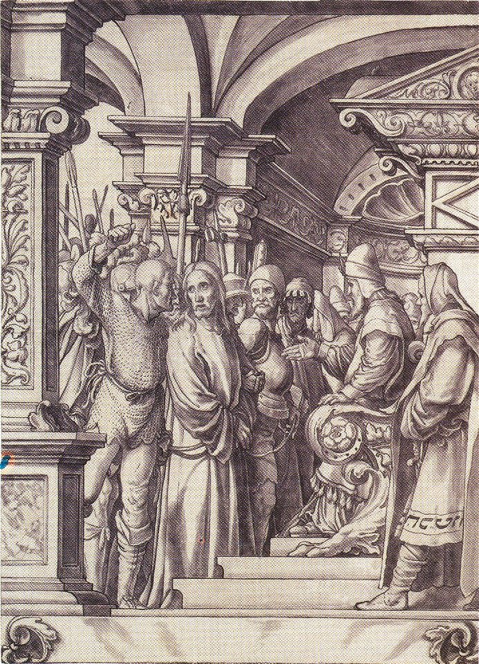 Christ Before Hannas, design for a stained glass window by Hans Holbein the Younger