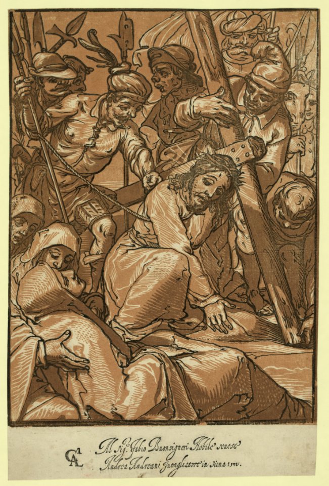 Christ carrying the cross - AC (monogram of Alessandro Casolani); Andrea Andreani intagliatore in Siena 1592. LCCN2008678763