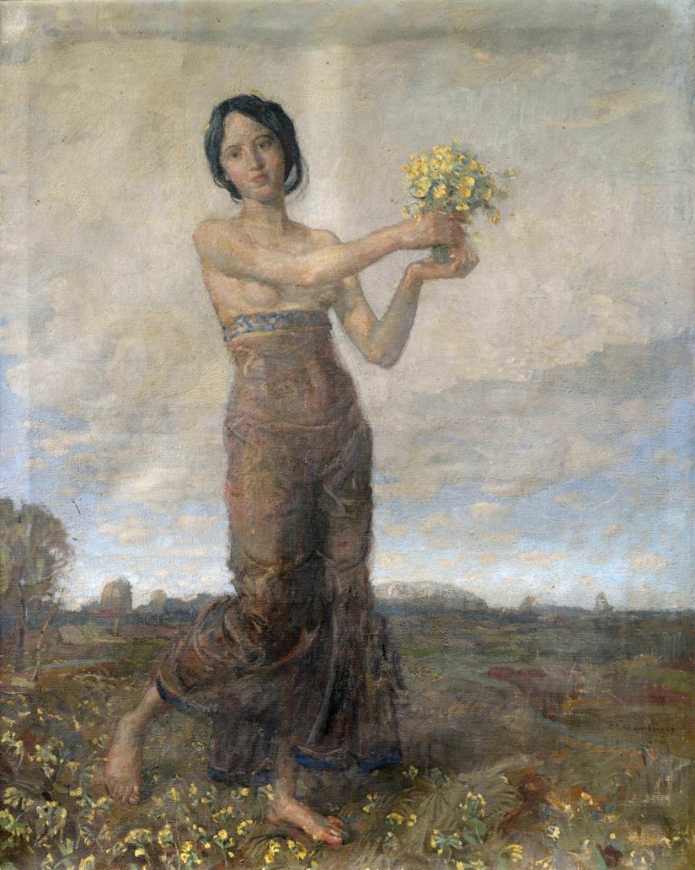 Chrisitan Landenberger Mädchen mit Blumensrauß 1913