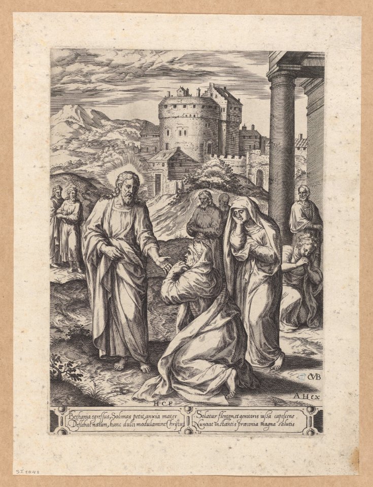 Christ and the woman at Bethany 1576 print by Chrispijn van den Broeck, S.I 1048, Prints Department, Royal Library of Belgium