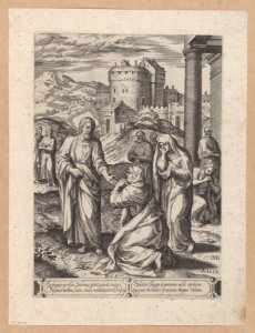 Christ and the woman at Bethany 1576 print by Chrispijn van den Broeck, S.I 1048, Prints Department, Royal Library of Belgium
