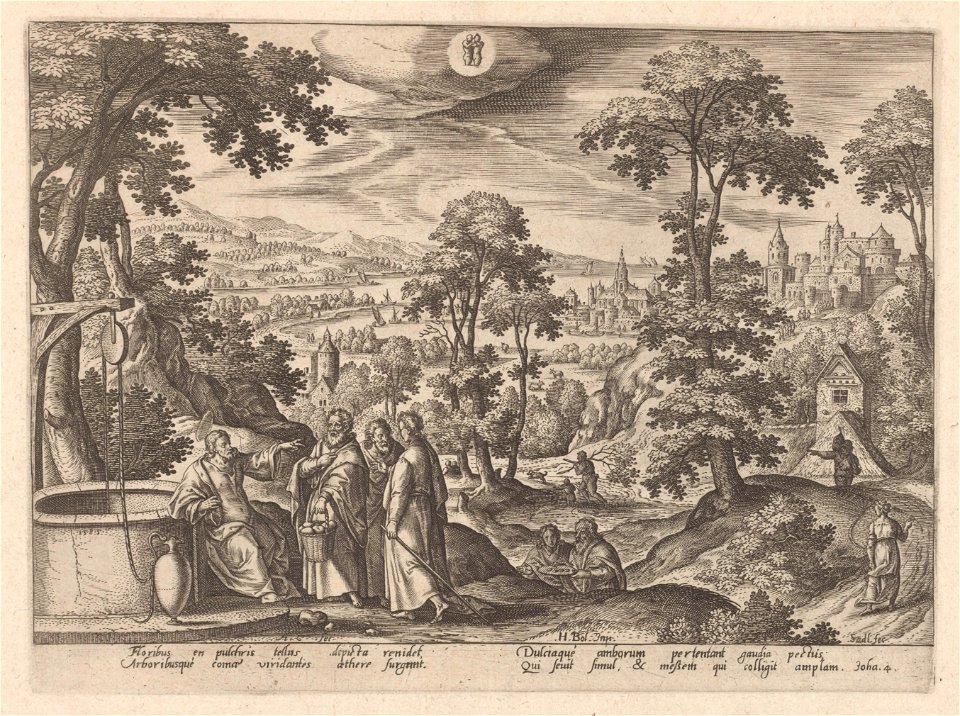Christ and the woman of Samaria 1585 print by Hans Bol, S.IV 2259, Prints Department, Royal Library of Belgium