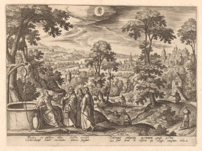 Christ and the woman of Samaria 1585 print by Hans Bol, S.IV 2259, Prints Department, Royal Library of Belgium