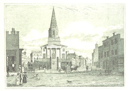 Christ Church, Birmingham engraving. Free illustration for personal and commercial use.