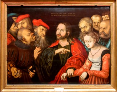 Christ and the Woman Taken in Adultery - Copy after Lucas Cranach the Elder - IMG 9629-Nasjonalmuseet Oslo (cropped-1)