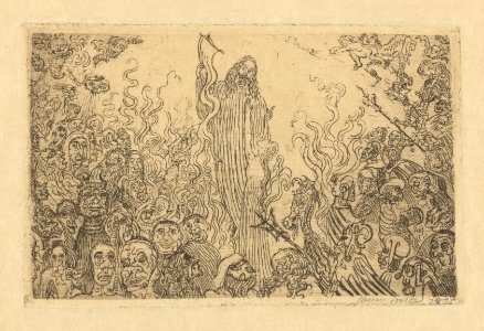 Christ Descending into Hell, print by James Ensor, , Prints Department, Royal Library of Belgium, R-2009-24708