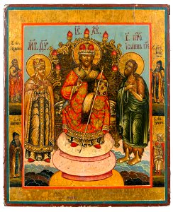 Christ enthroned with Mother of God and John the Forerunner