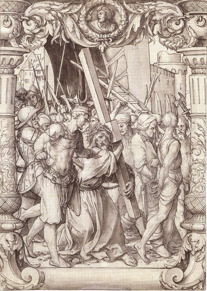 Christ Carrying the Cross, design for stained glass window, by Hans Holbein the Younger