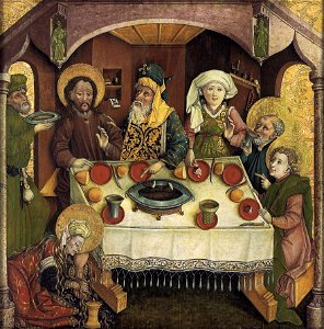 Christ in the House of Simon 1470s. Free illustration for personal and commercial use.