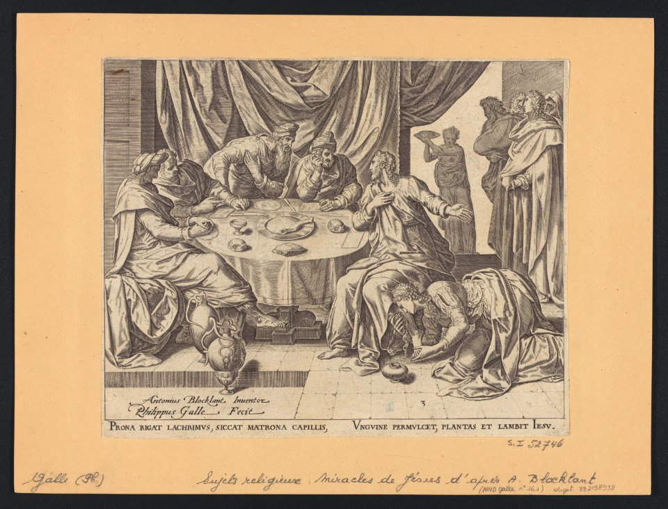 Christ In The House of Simon print by Anthonie Blocklandt van Montfoort, S.I 52746, Prints Department, Royal Library of Belgium
