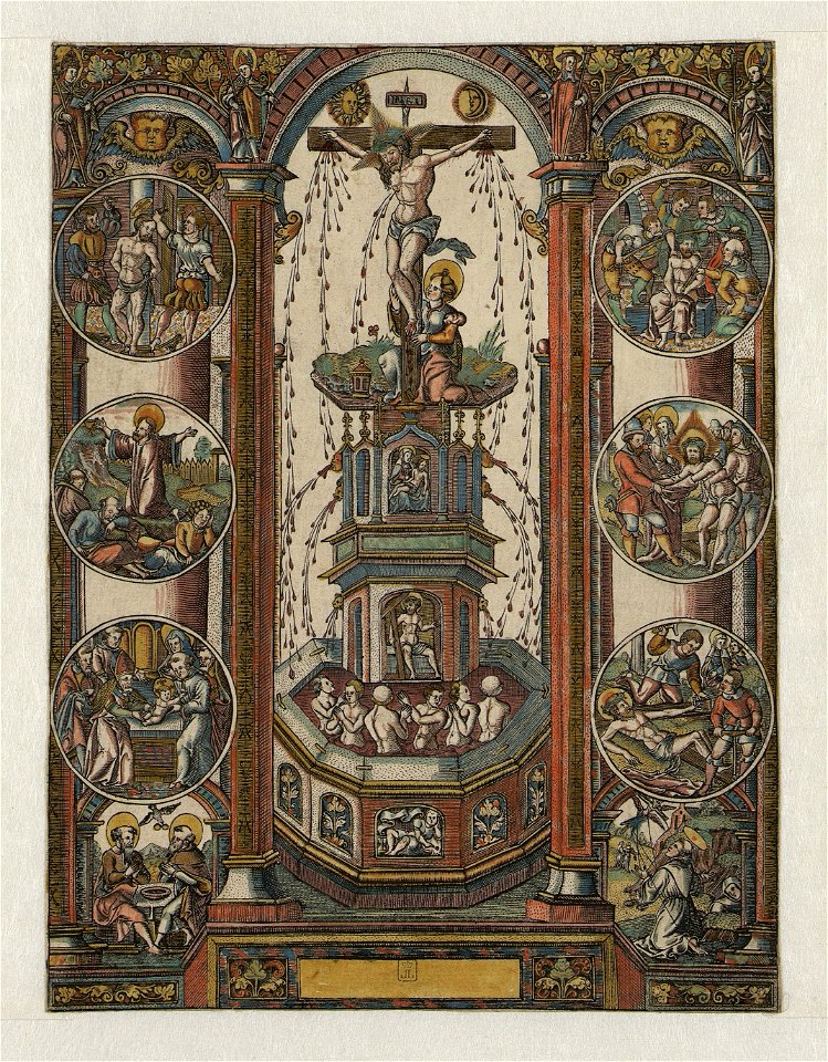 Christ on the Cross above a Fountain ca.1519 print by Master S., S.II 40687, Prints Department, Royal Library of Belgium