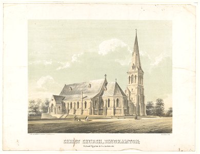 Christ Church, Binghamton; Richard Upjohn & Co., architects - lith. by Michelin & Shattuck, 225 Fulton St. N.Y. ; B.F. Smith Jr. del. LCCN2012648936