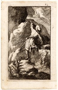 Christen beklimt de heuvel Moeilykheyt, objectnr A 41682