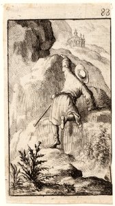 Christen beklimt de heuvel Moeilykheyt, objectnr A 41693