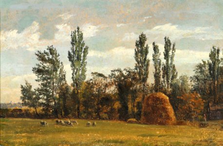 Christen Købke - Landskabsstudie med høstak (c.1836)