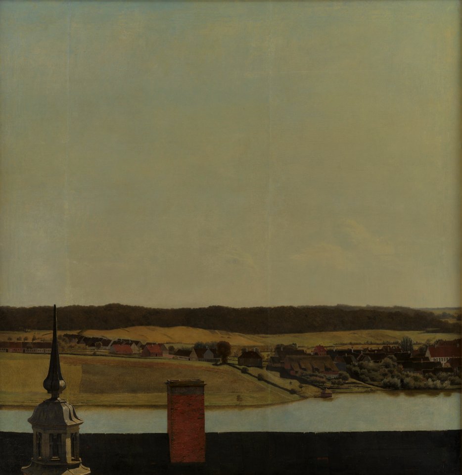 Christen Købke - Roof Ridge of Frederiksborg Castle with View of Lake, Town and Forrest - DEP691 - Statens Museum for Kunst