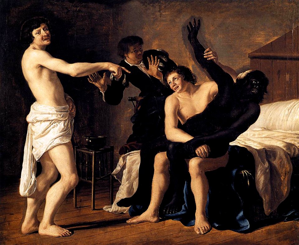 Christiaen van Couwenbergh - Three Young White Men and a Black Woman - WGA5568