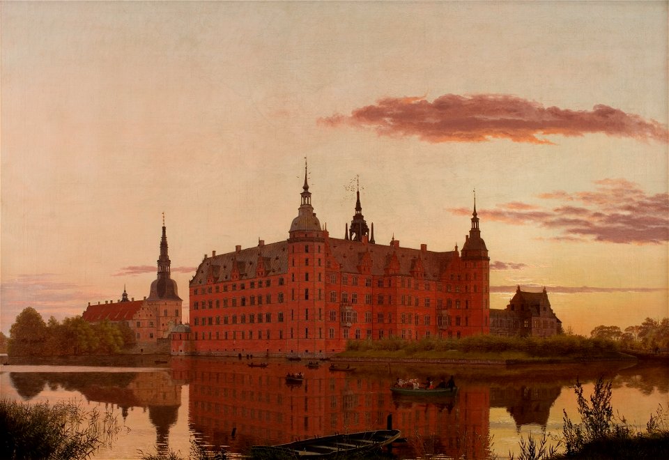 Christen Købke - Frederiksborg Slot set fra Jægerbakken. Aften