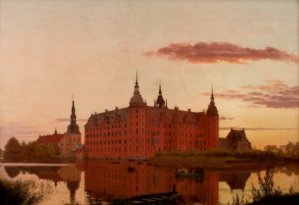 Christen Købke - Frederiksborg Slot set fra Jægerbakken. Aften. Free illustration for personal and commercial use.