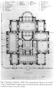 Christian Friedrich von Leins, Villa Berg, Grundriß des Erdgeschosses, 1870