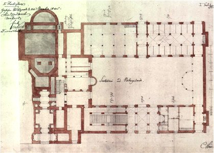 Christian Friedrich von Leins, Villa Berg, Grundriss des Untergeschosses, 1845