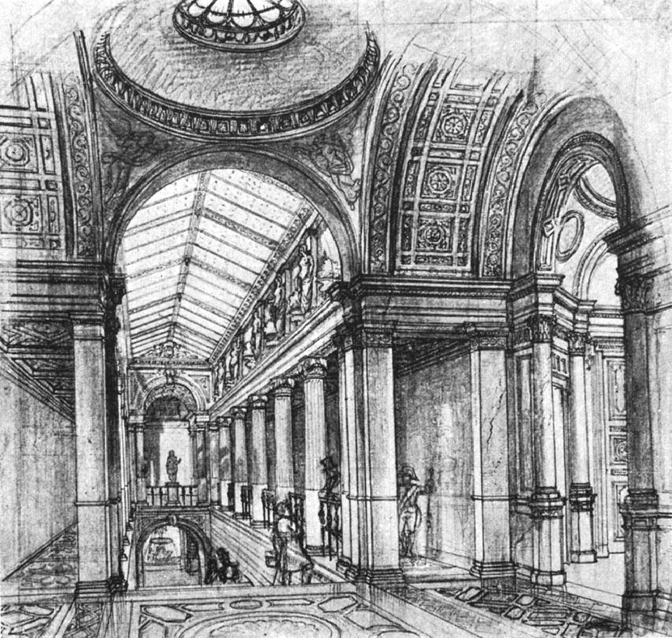 Christian Friedrich von Leins, Villa Berg, Oberes Treppenhaus, um 1845