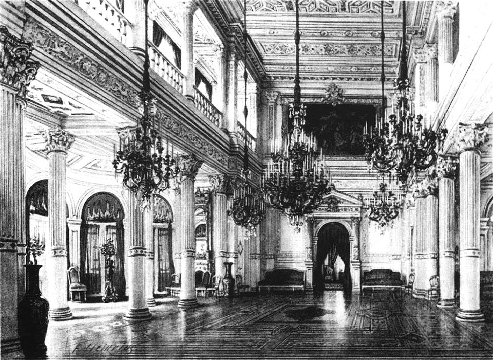 Christian Friedrich von Leins, Villa Berg, Nordwand des Ballsaals, um 1845