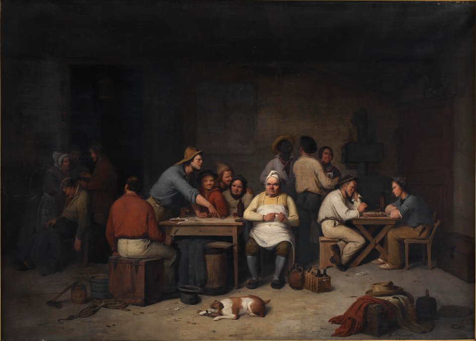 Christian Andreas Schleisner - En scene i værtshuset Brokkensbod - KMS530 - Statens Museum for Kunst