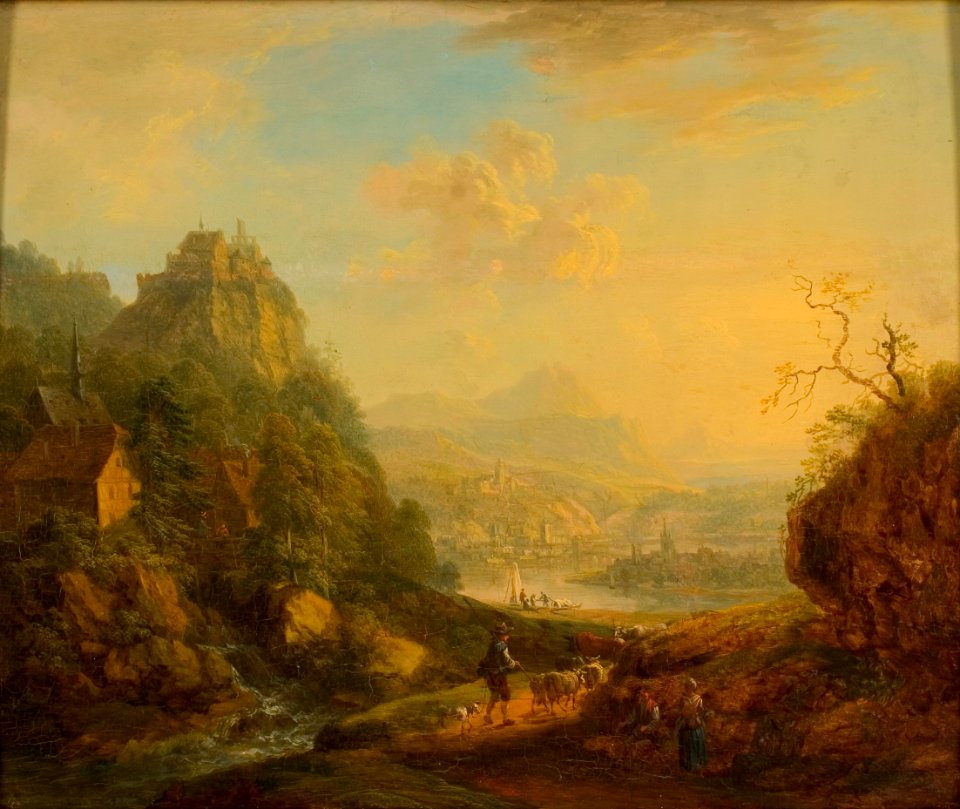 Christian Georg Schütz I - Landschap met rivier en bergen - 0098 - Rijksmuseum Twenthe