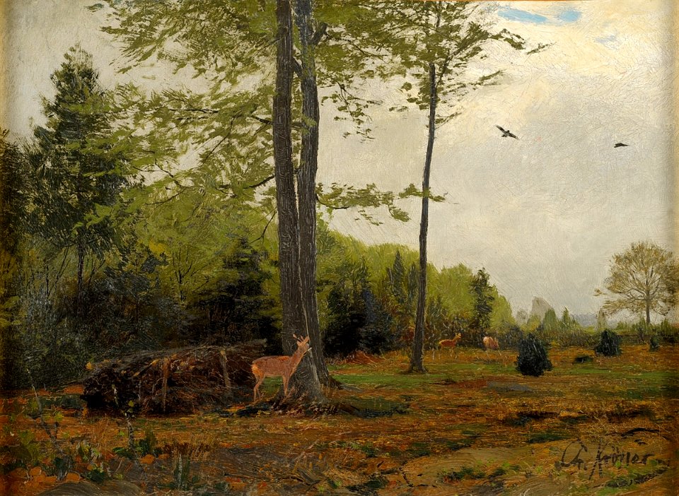Christian Johann Kröner Waldlichtung mit Rehen