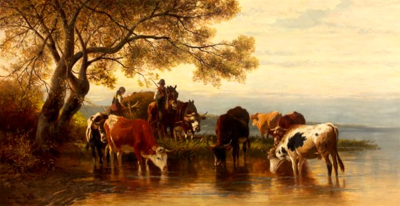 Christian Friedrich Mali - Landschaft mit Bauern und Kühen