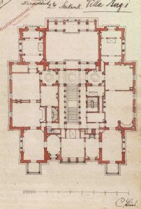 Christian Friedrich von Leins, Villa Berg, Grundriss des Obergeschosses, 1845