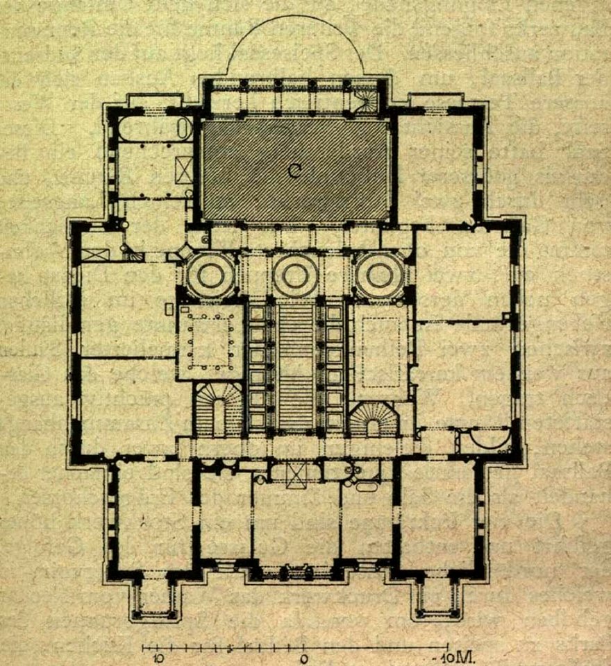 Christian Friedrich von Leins, Villa Berg, Grundriß des oberen Stocks, um 1845