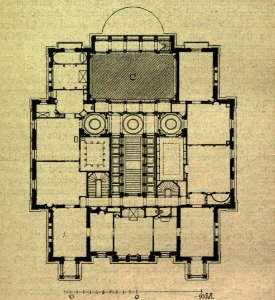 Christian Friedrich von Leins, Villa Berg, Grundriß des oberen Stocks, um 1845
