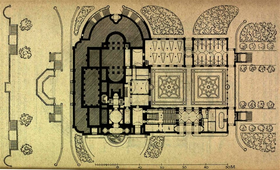 Christian Friedrich von Leins, Villa Berg, Lageplan des Souterrains, um 1845