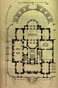 Christian Friedrich von Leins, Villa Berg, Grundriß des unteren Stocks, um 1845