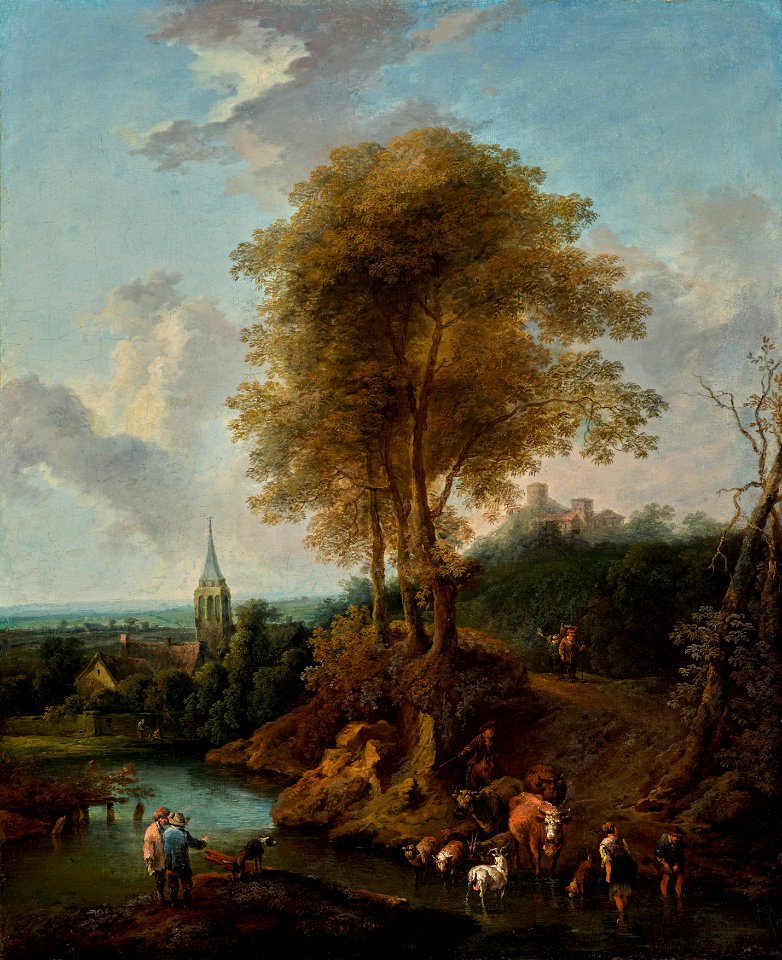 Christian Hilfgott Brand - Landschaft mit drei Bäumen und Kirche - 4136 - Kunsthistorisches Museum