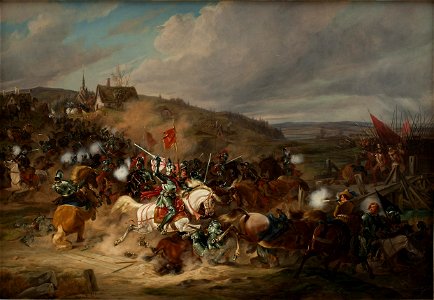 Christian Holm - Daniel Rantzau bemægtiger sig Tureby Bro i Skåne under Syvårskrigen 1563-1570 - KMS367 - Statens Museum for Kunst