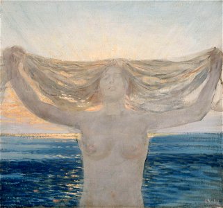 Christian Krohg - Kvinnelig halvakt med utslått hår - Aftenbrisen - Nasjonalmuseet - NG.M.04397