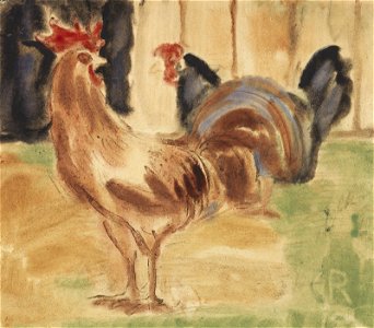 Christian Rohlfs Hahn und Huhn 1906. Free illustration for personal and commercial use.