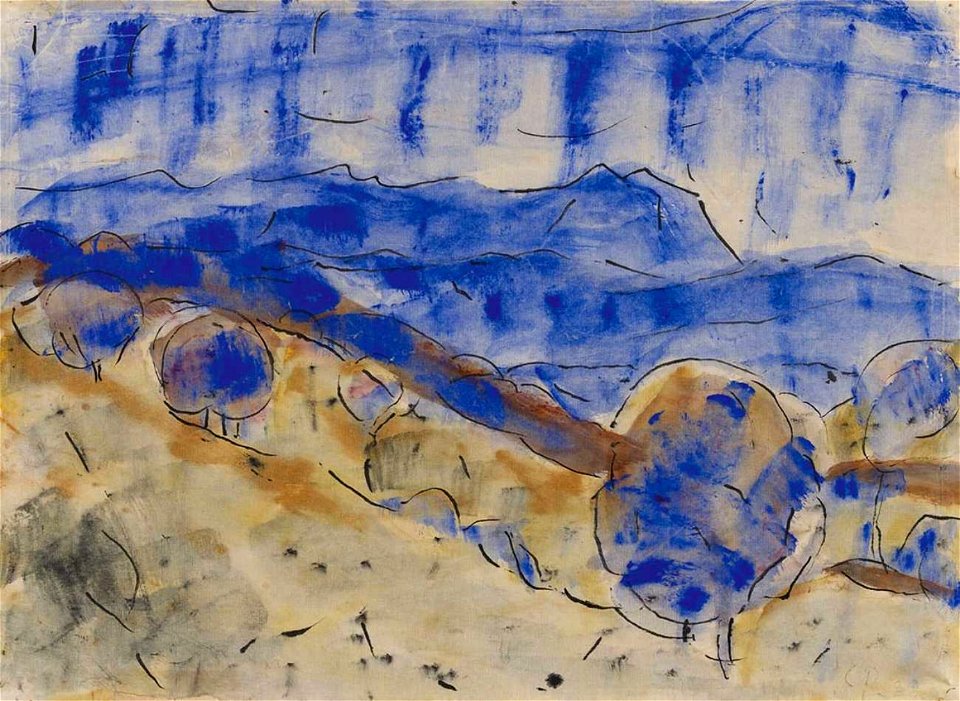 Christian Rohlfs Blaue Landschaft mit Kugelbäumen 1920