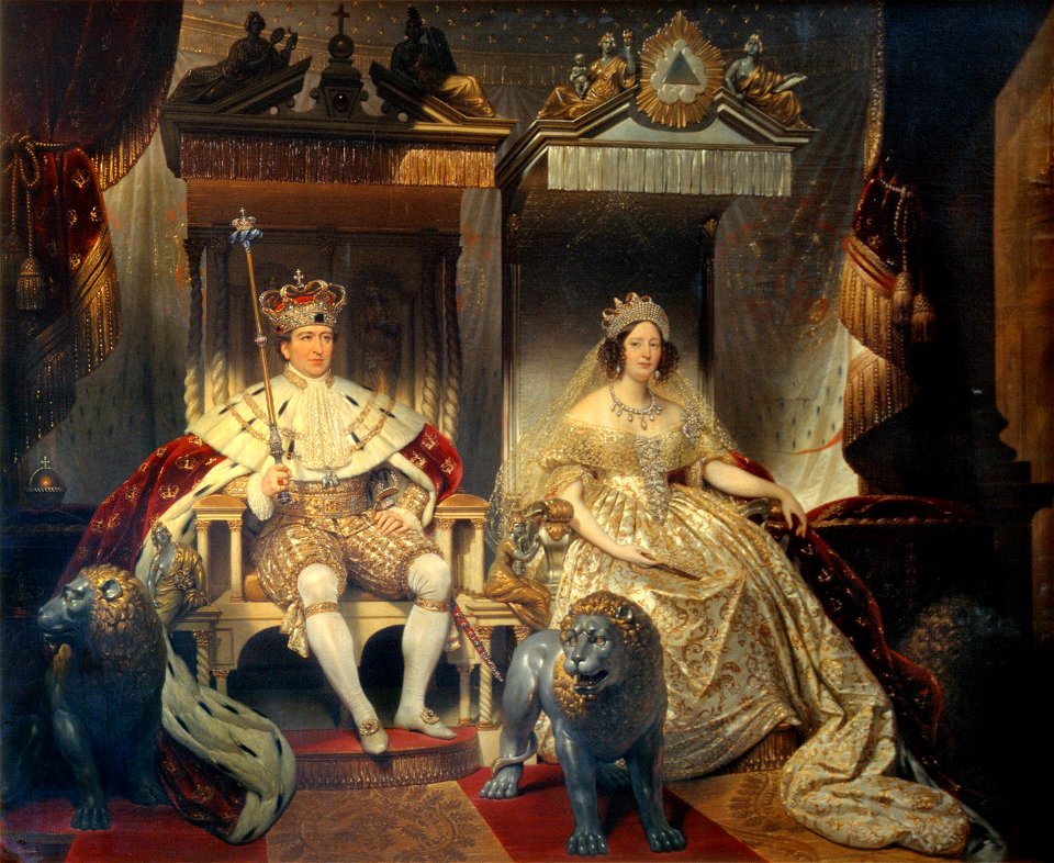 Christian VIII og Caroline Amalie i salvingsdragt
