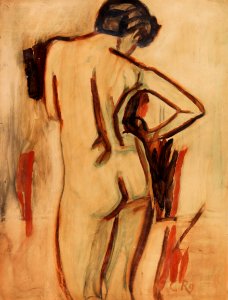 Christian Rohlfs Stehender weiblicher Rückenakt 1909