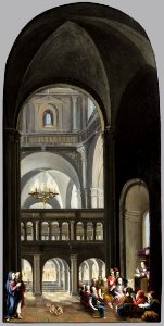Christian Stöcklin Kircheninterieur mit Gemeinde