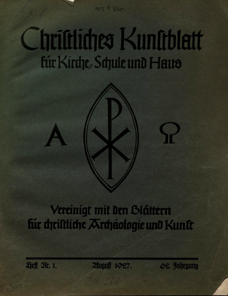 Christliches Kunstblatt für Kirche, Schule und Haus, Umschlag, 1927