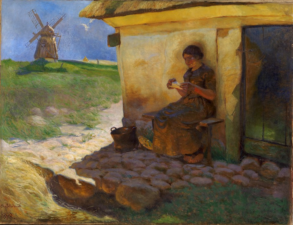Christjern Schobius - Pige, der læser et brev - KMS4027 - Statens Museum for Kunst