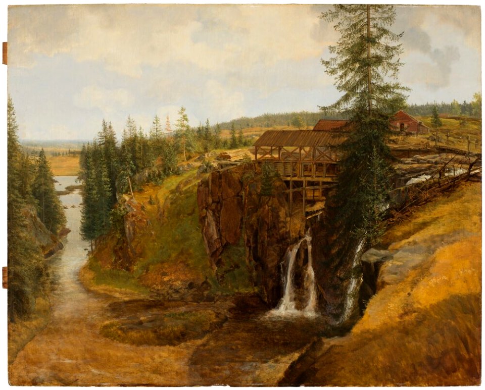 Christoffer Wallroth - Landscape from Värmland with Sawmill and Stream - NM 5666 - Nationalmuseum