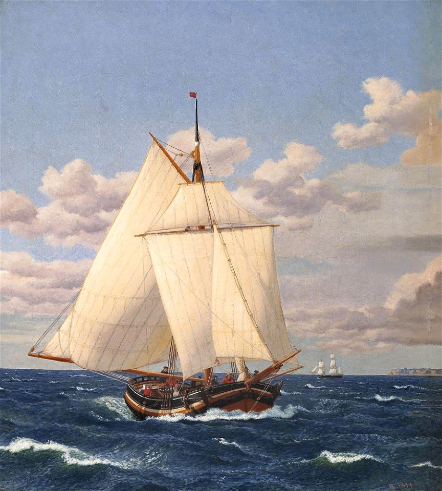 Christoffer Wilhelm Eckersberg - En dansk Jagt passerer Stevns